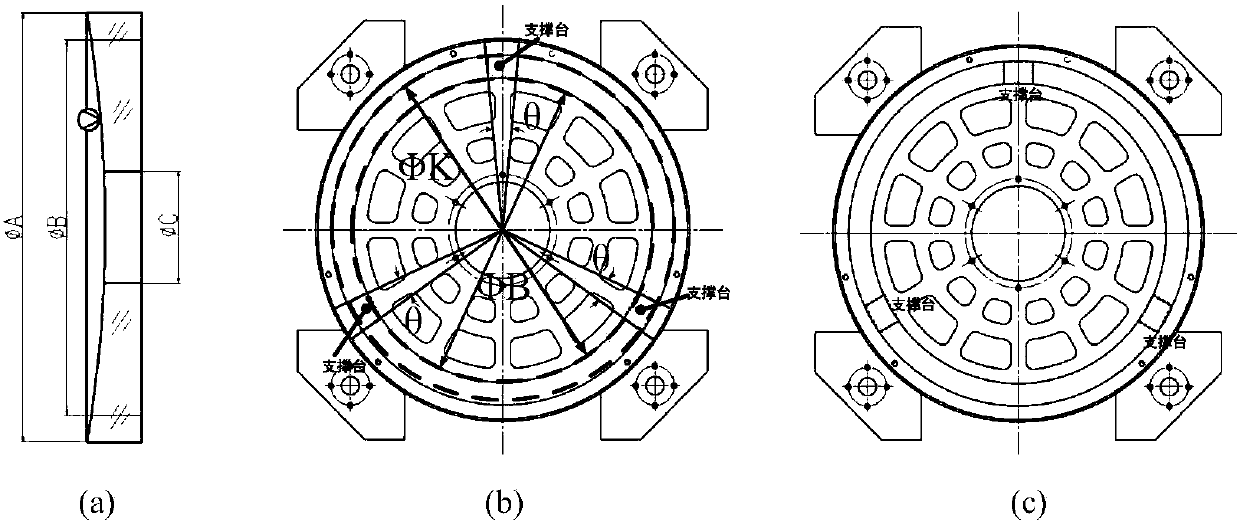 Method for lowering aspheric surface large-diameter hollow reflector adhesive stress