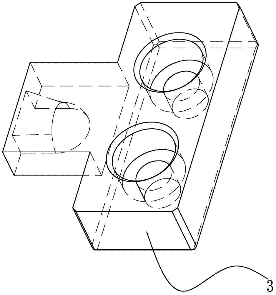 A head body of a three-layer co-extrusion film blowing unit