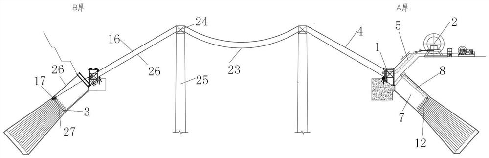 A method for erecting main cables of a suspension bridge with tunnel-type anchorages on both sides