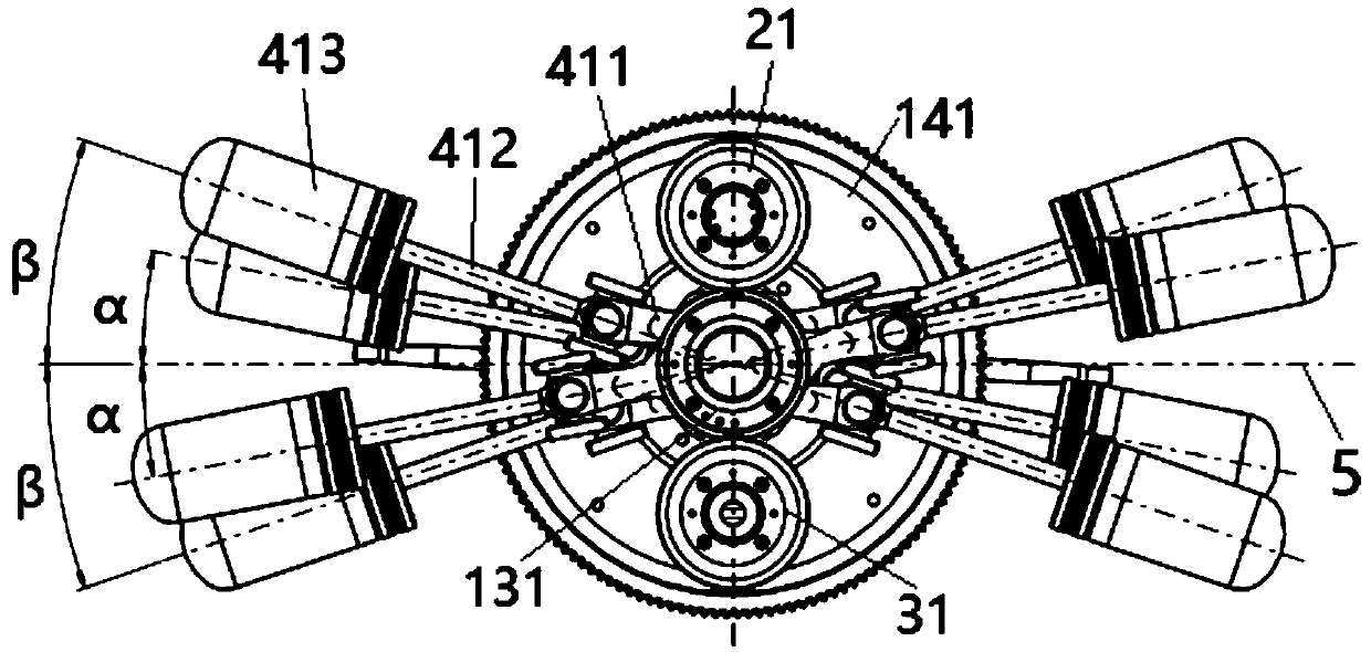 Eight-cylinder hot air engine opposite-type driving system and crankshaft thereof