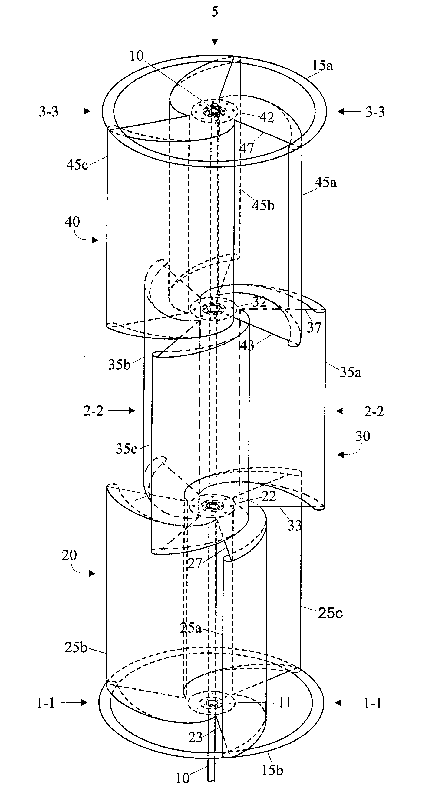 Vertical-axis wind turbine having logarithmic curved airfoils