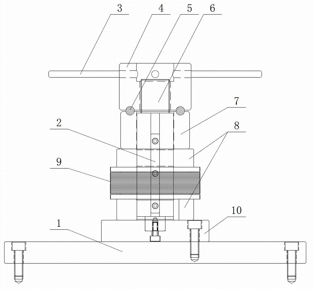 Assembling device of automobile air conditioner fin die hobbing cutter