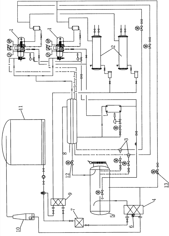 Refrigerating system for preparing supercooled water ice slurry