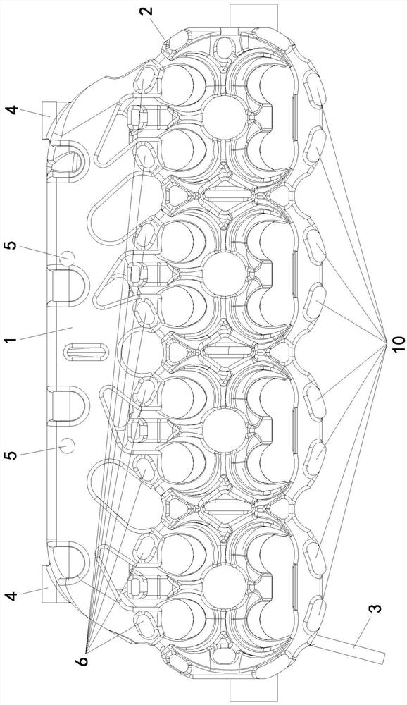 Cylinder cover double-layer water jacket structure of cross-flow cooling engine