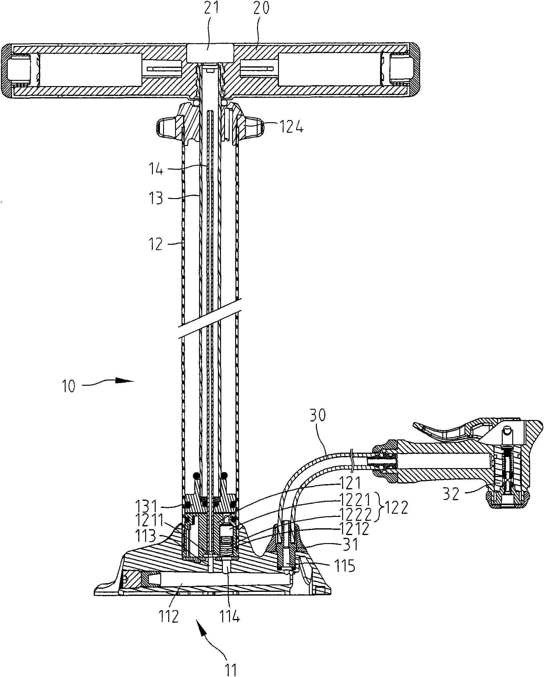 Bicycle pump provided with pressure gage on handle