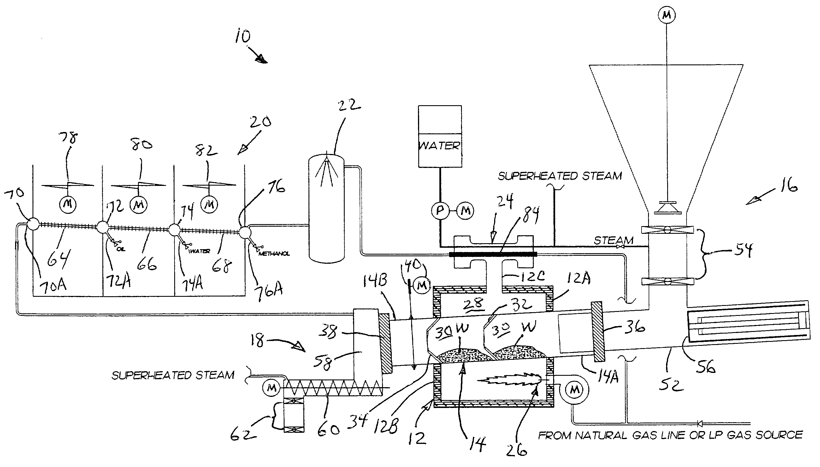 Carbonizing waste processing apparatus