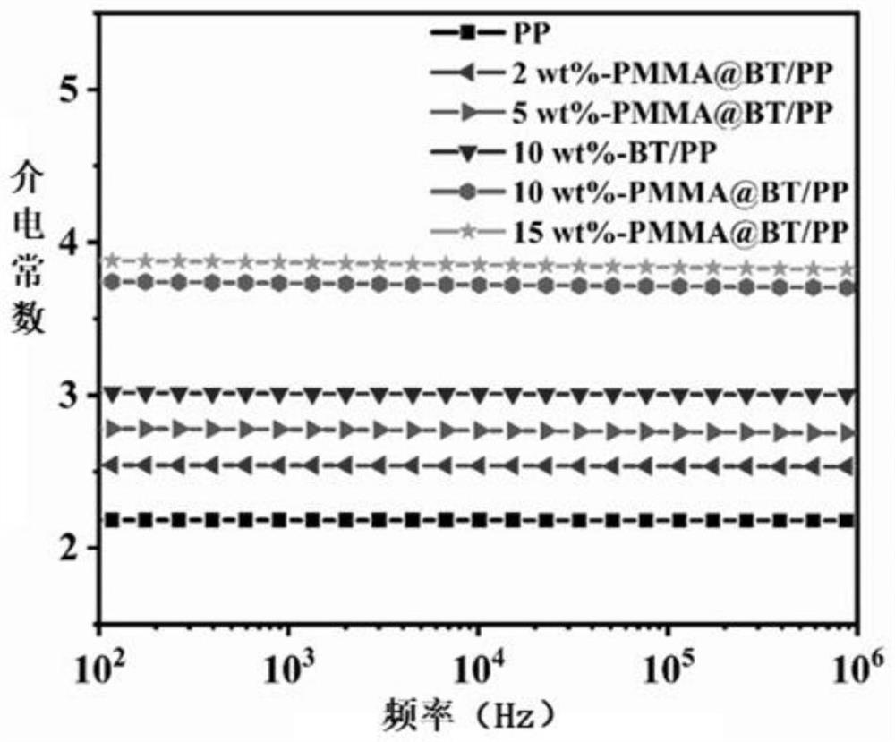 PAMMA-coated BT/PP nanocomposite dielectric film with controllable shell thickness and preparation method thereof