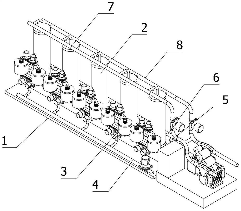 A submerged membrane module ultrafiltration filtration device