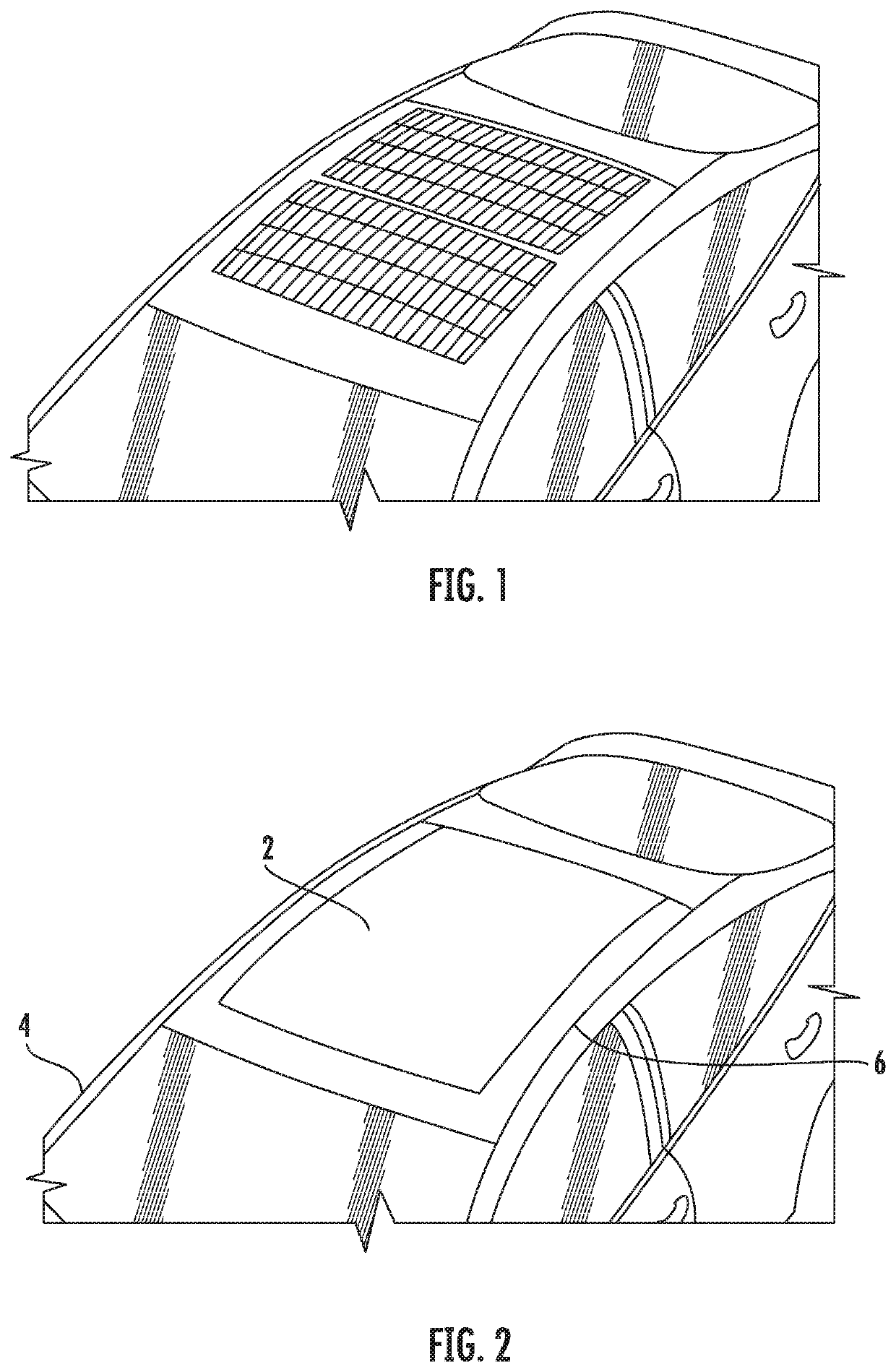 Shingled array module for vehicle solar roof