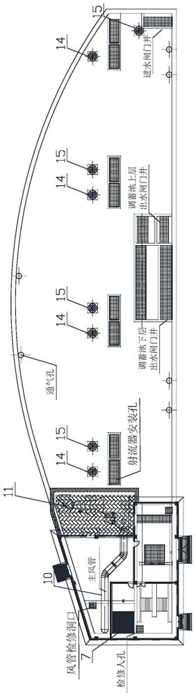 Multifunctional double-layer storage pond suitable for high-density built-up area