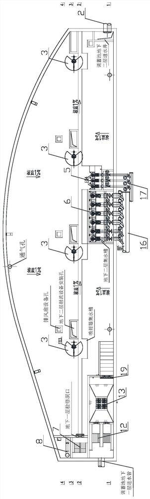 Multifunctional double-layer storage pond suitable for high-density built-up area