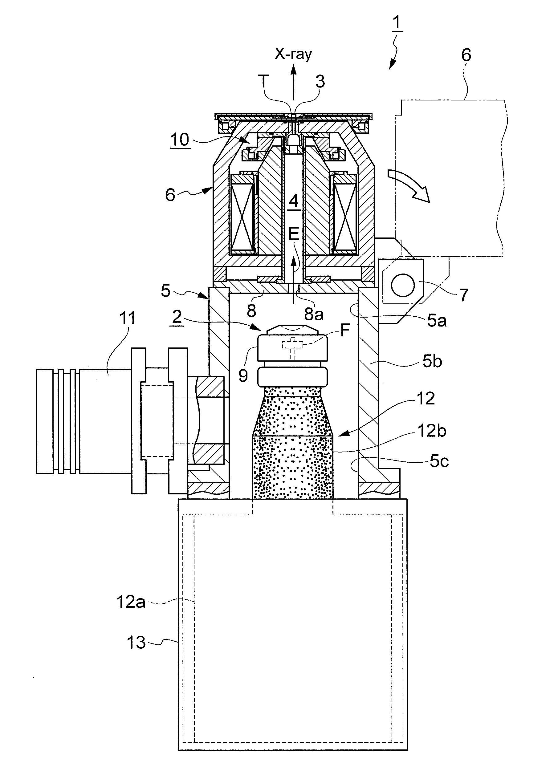 Cooling structure for open x-ray source, and open x-ray source