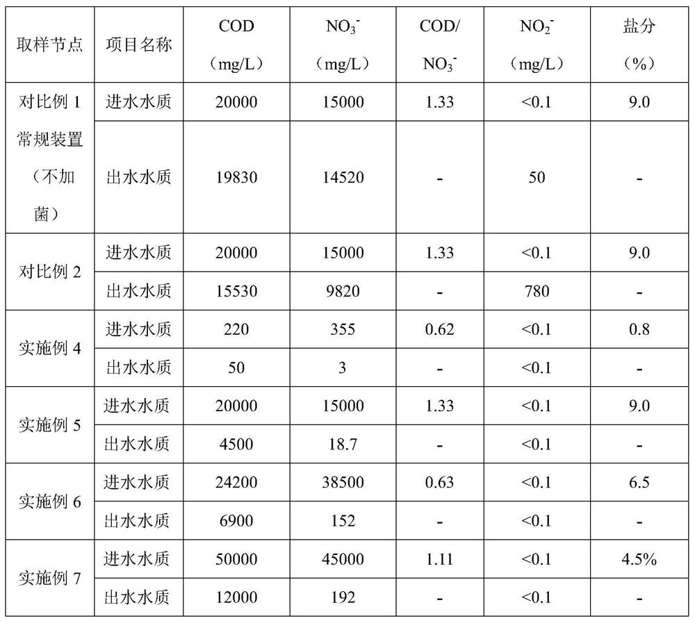 Cooperative treatment device for high-concentration nitrate waste liquid and organic waste liquid and two-phase treatment method thereof