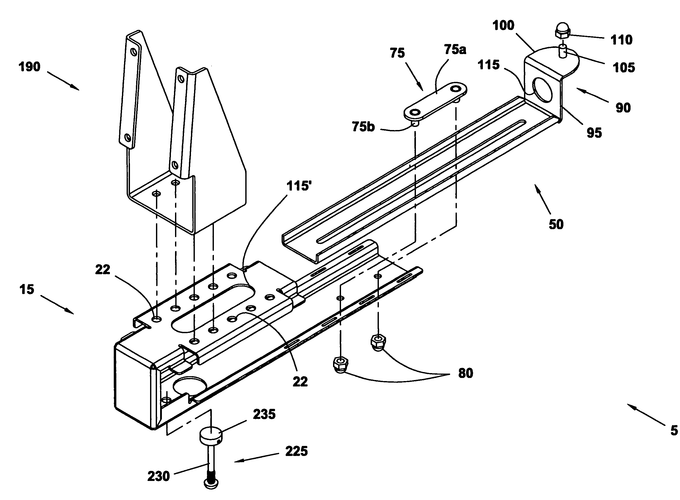 Adjustable bracket assembly for shelf-mounted electronic display device