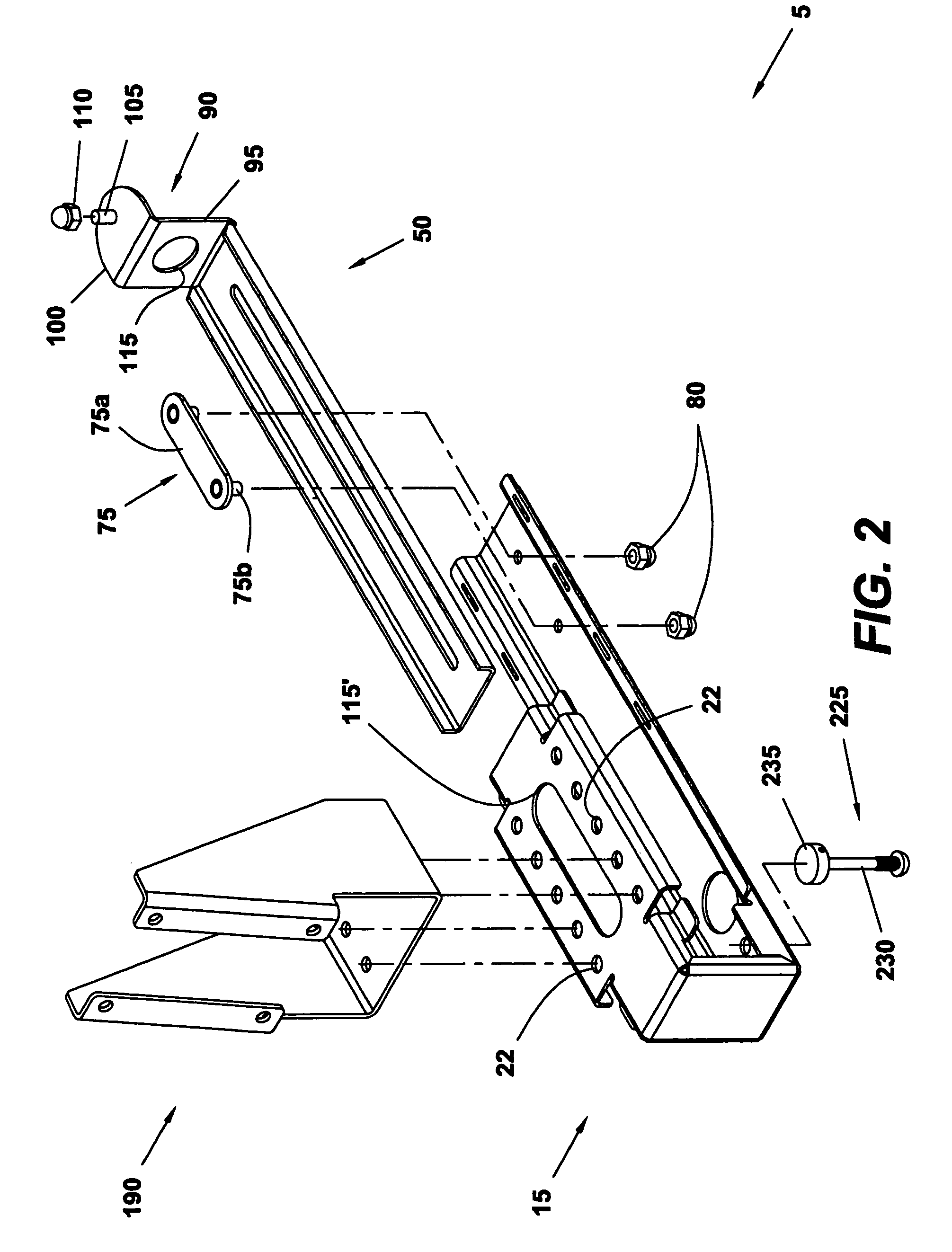 Adjustable bracket assembly for shelf-mounted electronic display device