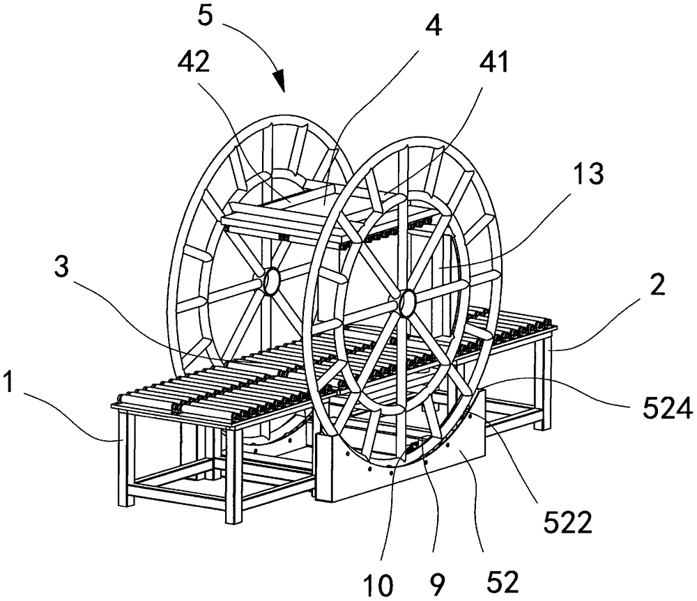 Wheel-type automatic turnover equipment with hydraulically-driven clamping mechanism