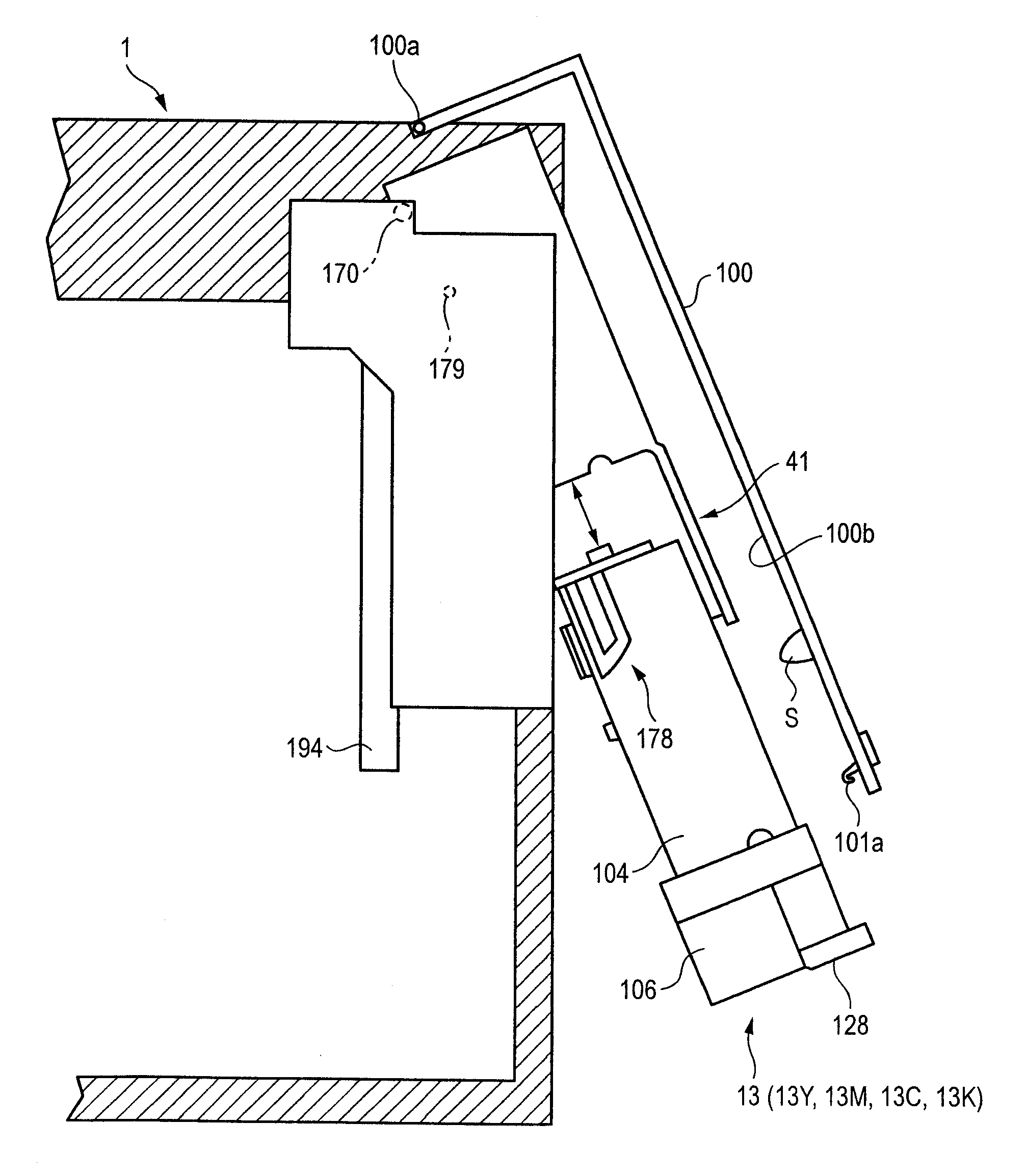 Image forming apparatus, regulating member and container