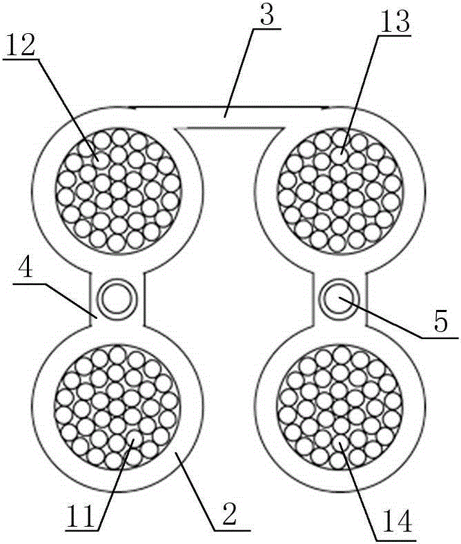 Low-voltage overhead parallel bunched insulated wire with prefabricated micro tubules for blown optical cables