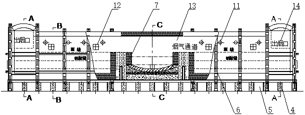 Energy-saving environment-protecting secondary lead multi-chamber metal smelting furnace and treatment method