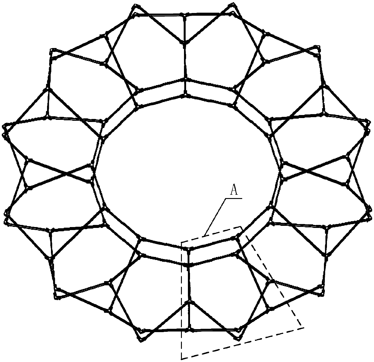 Sun-flower-shaped annular truss deployable antenna mechanism based on shear elements