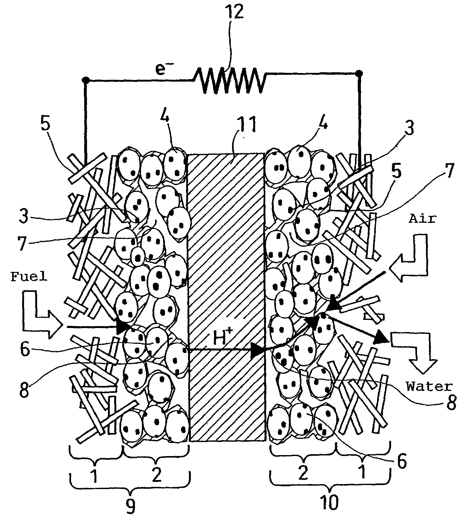 Polyelectrolyte fuel cell and production method therefor