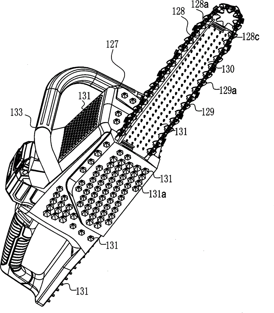 Lithium electric chain saw provided with cooling jacket for protecting batteries