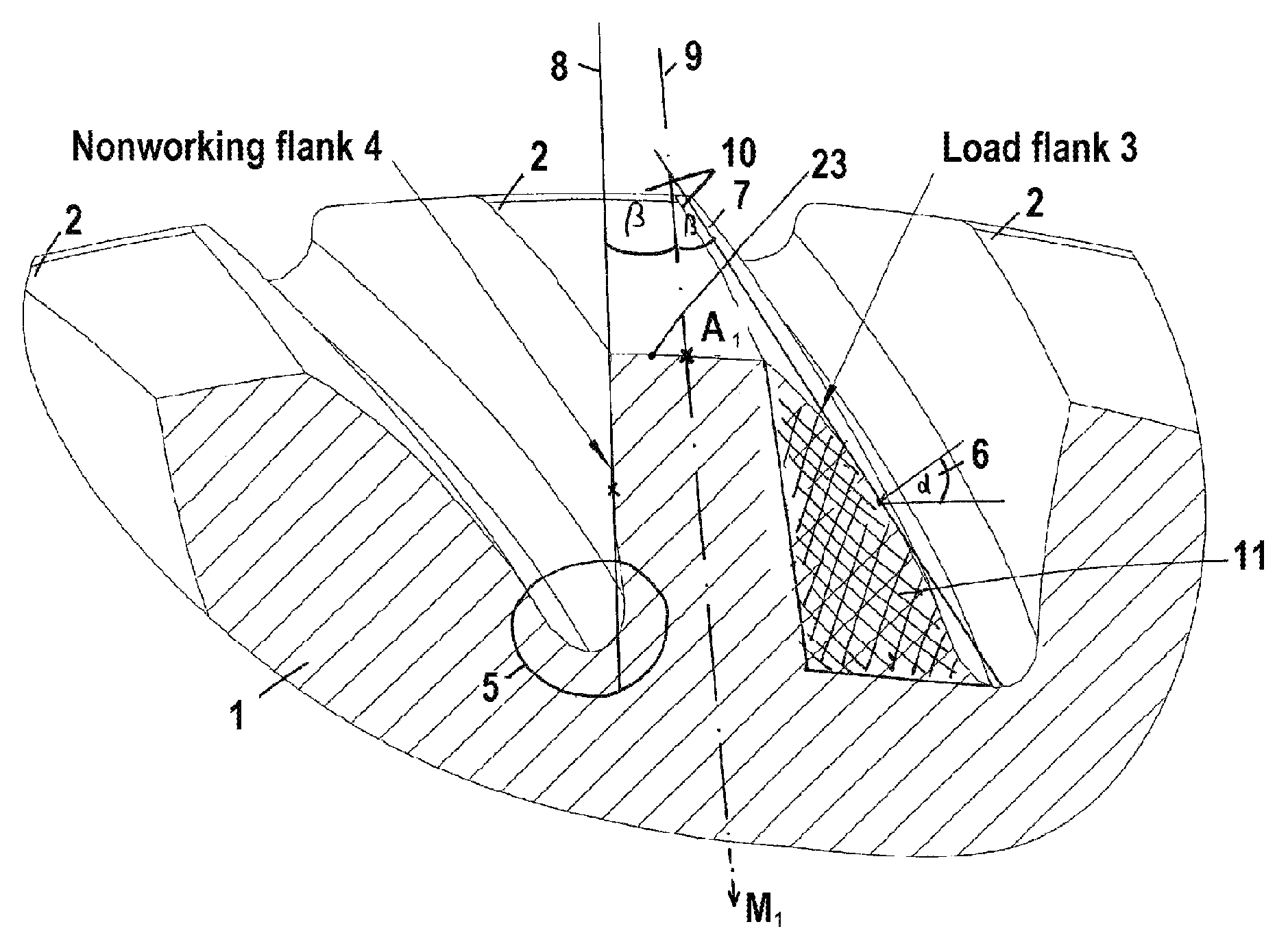 Load rating optimized bevel gear toothing