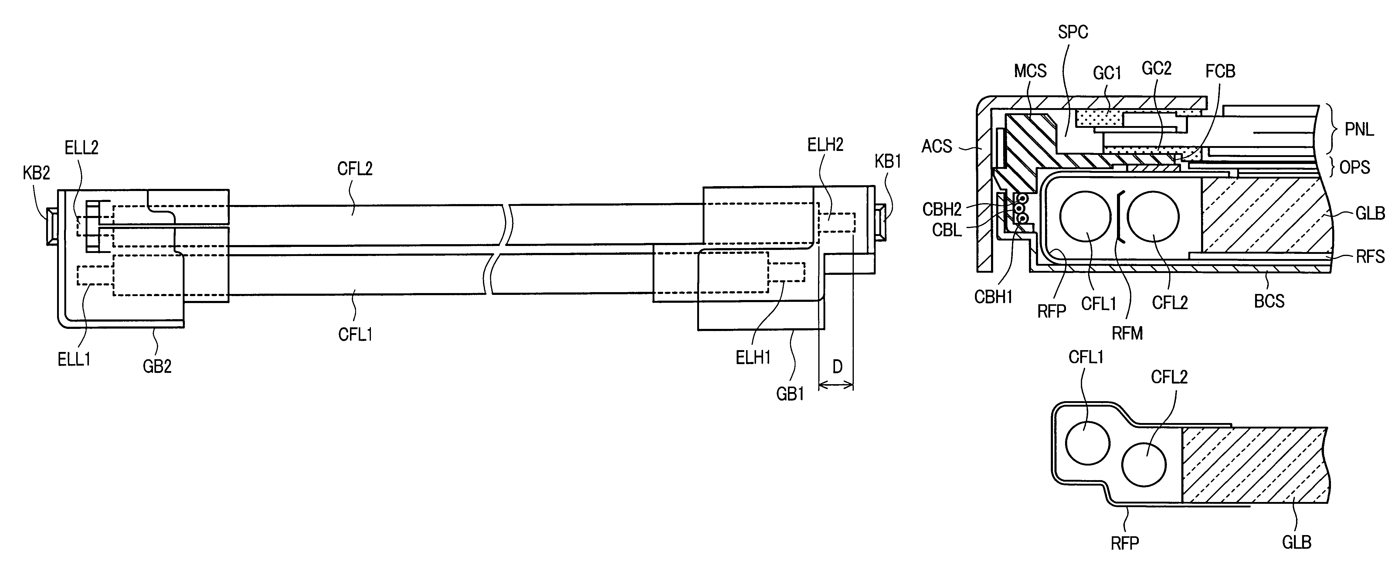 Liquid crystal display device with plural linear light sources having different lengths