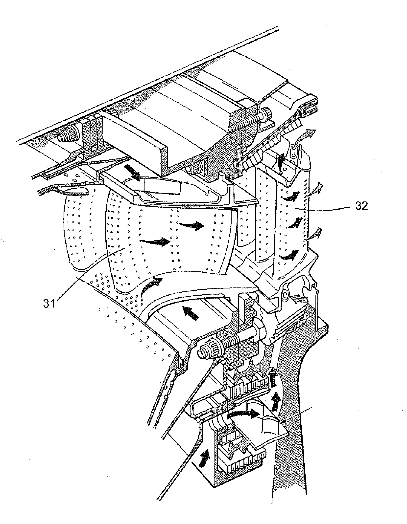 Effusion cooled shroud segment with an abradable system