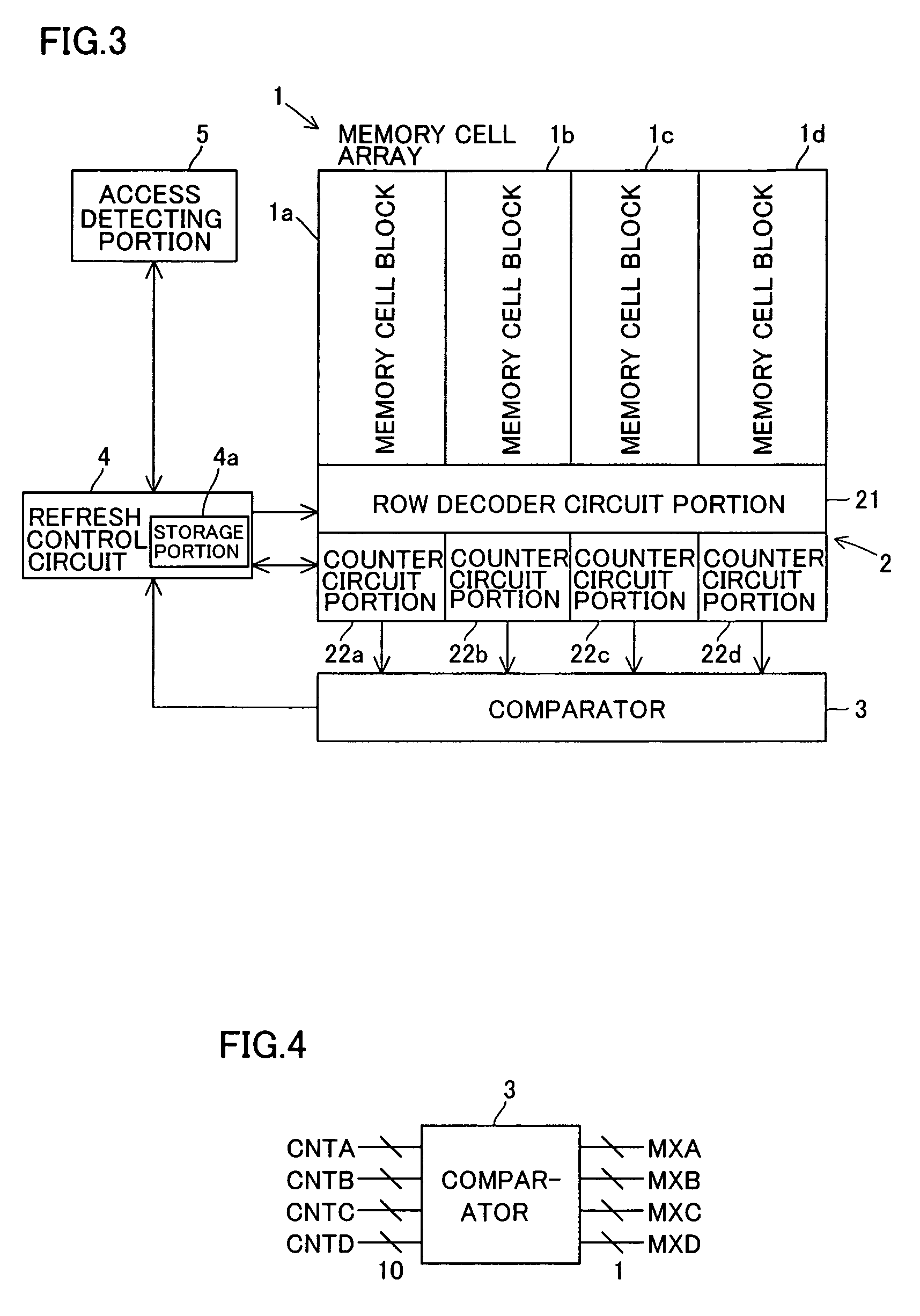 Memory with a refresh portion for rewriting data