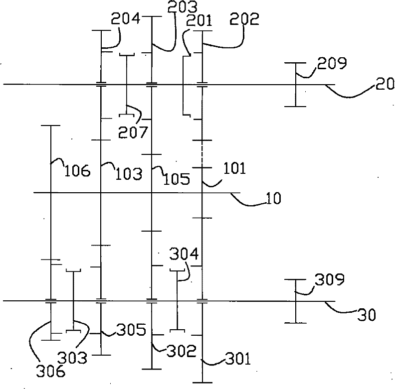 Arrangement structure of transmission gear shaft system