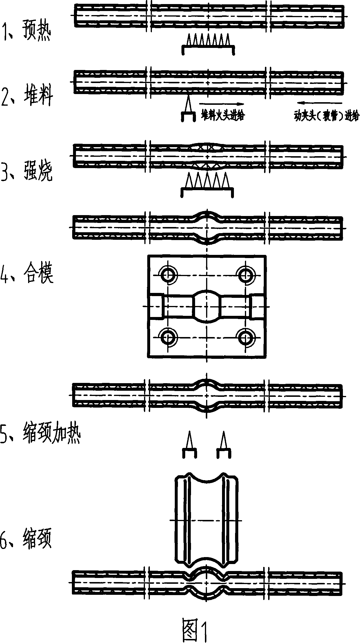 Metal halide lamp electrical arc tube and neck ampulla contracting shell interlocking machine, forming and necking method