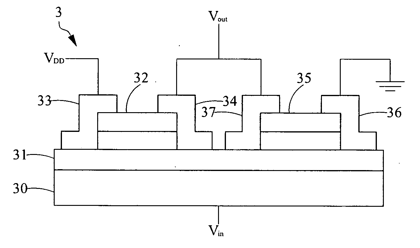 High-Gain Complementary Inverter with Ambipolar Thin Film Transistors and Fabrication Thereof