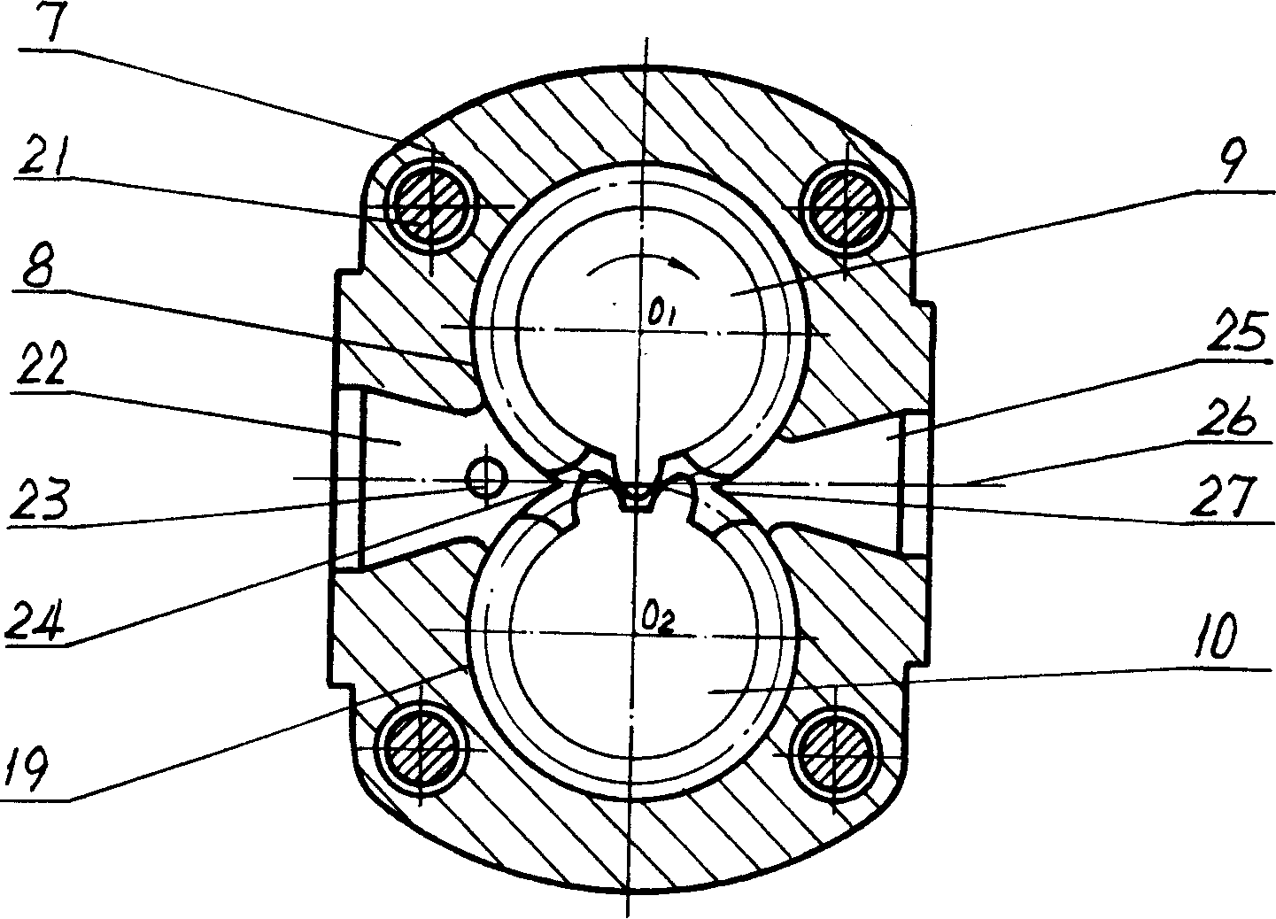 Axial housing type gear pump equipped with rolling bearing and gear motor