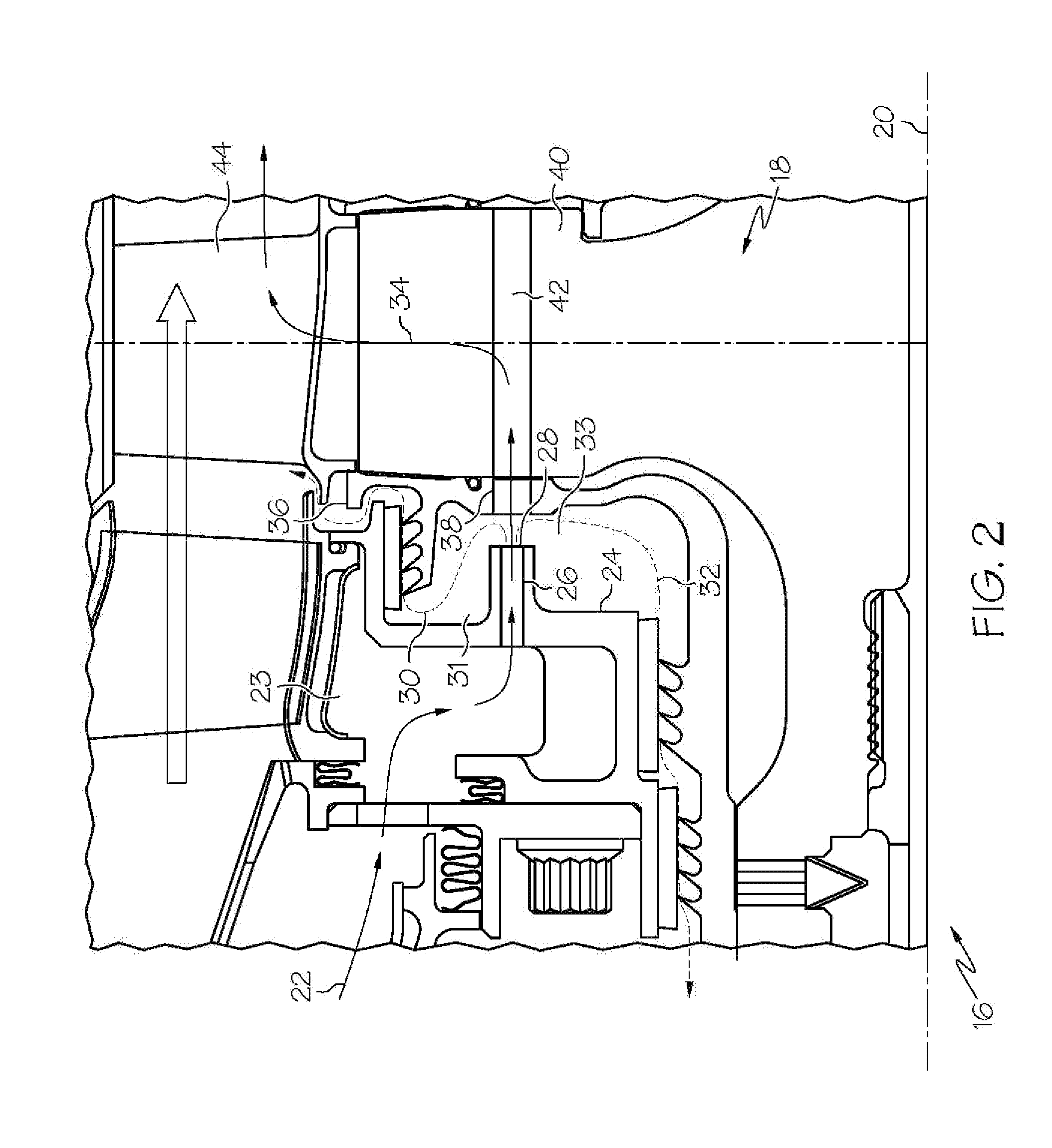Direct transfer axial tangential onboard injector system (TOBI) with self-supporting seal plate