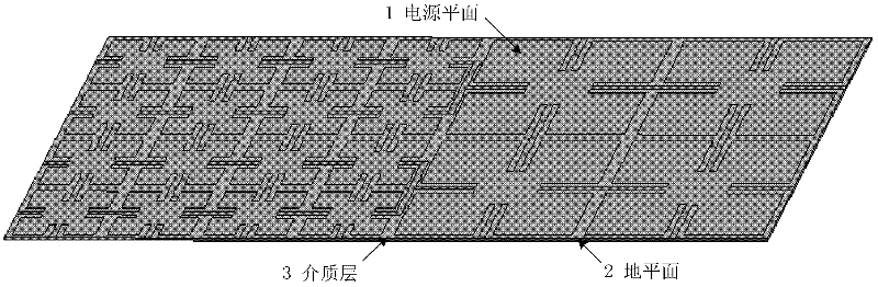 Circuit board having multicycle planar electromagnetic band gap structure