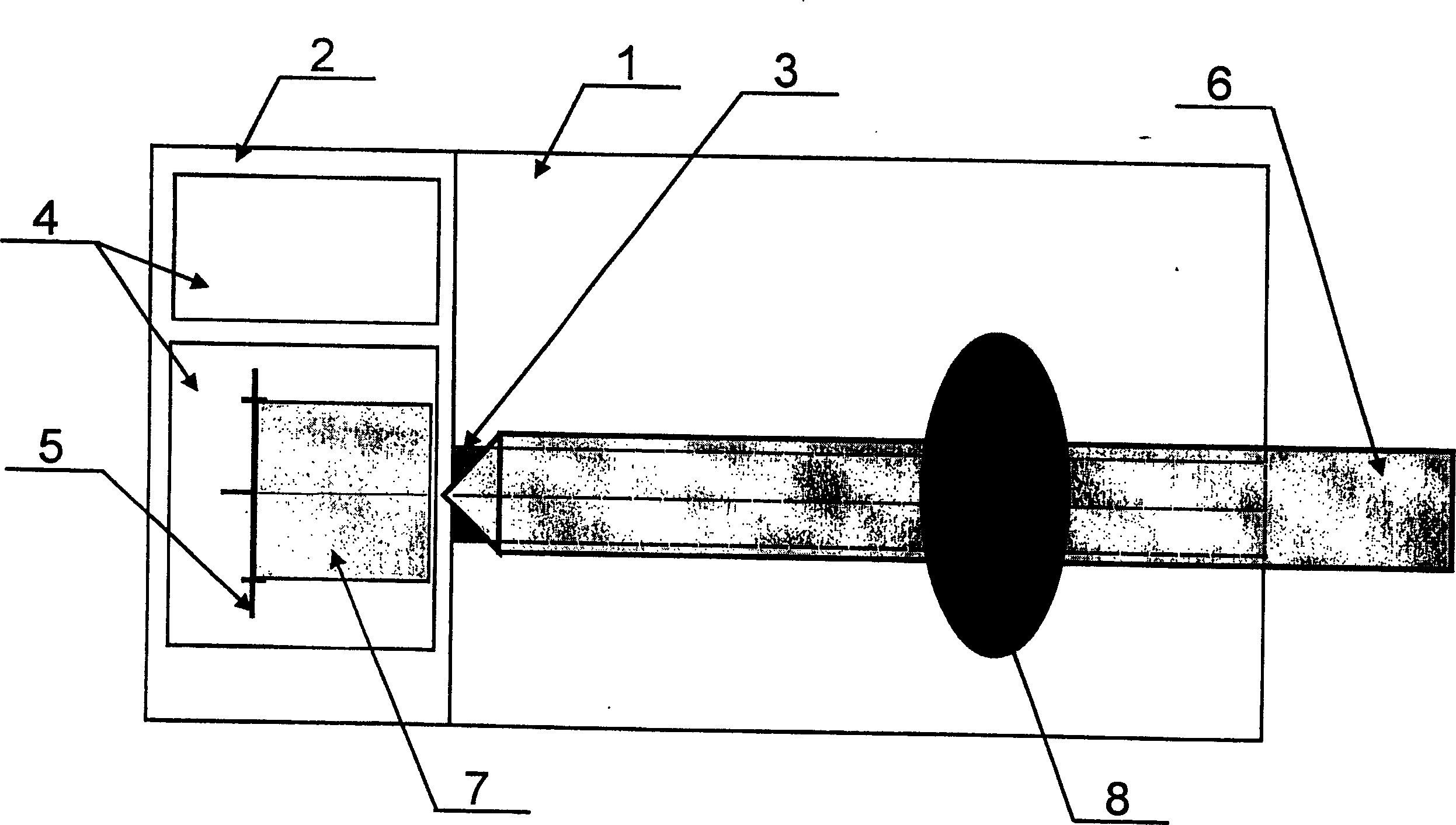 Semiconductor laser V shaped groove fixed optical fiber coaxial device