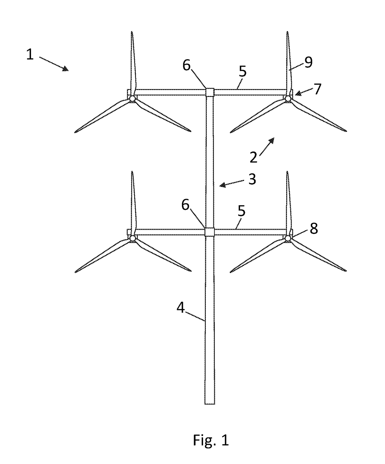 Control of a multi-rotor wind turbine system using a central controller to calculate local control objectives