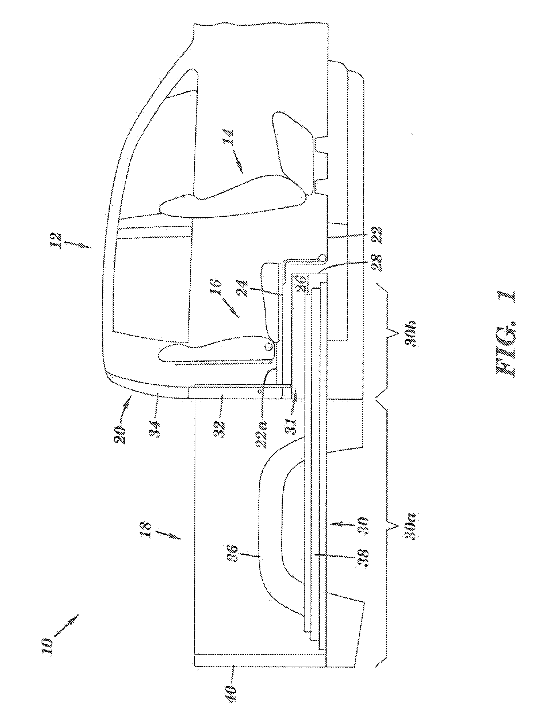 Vehicle body with passenger compartment over cargo bed