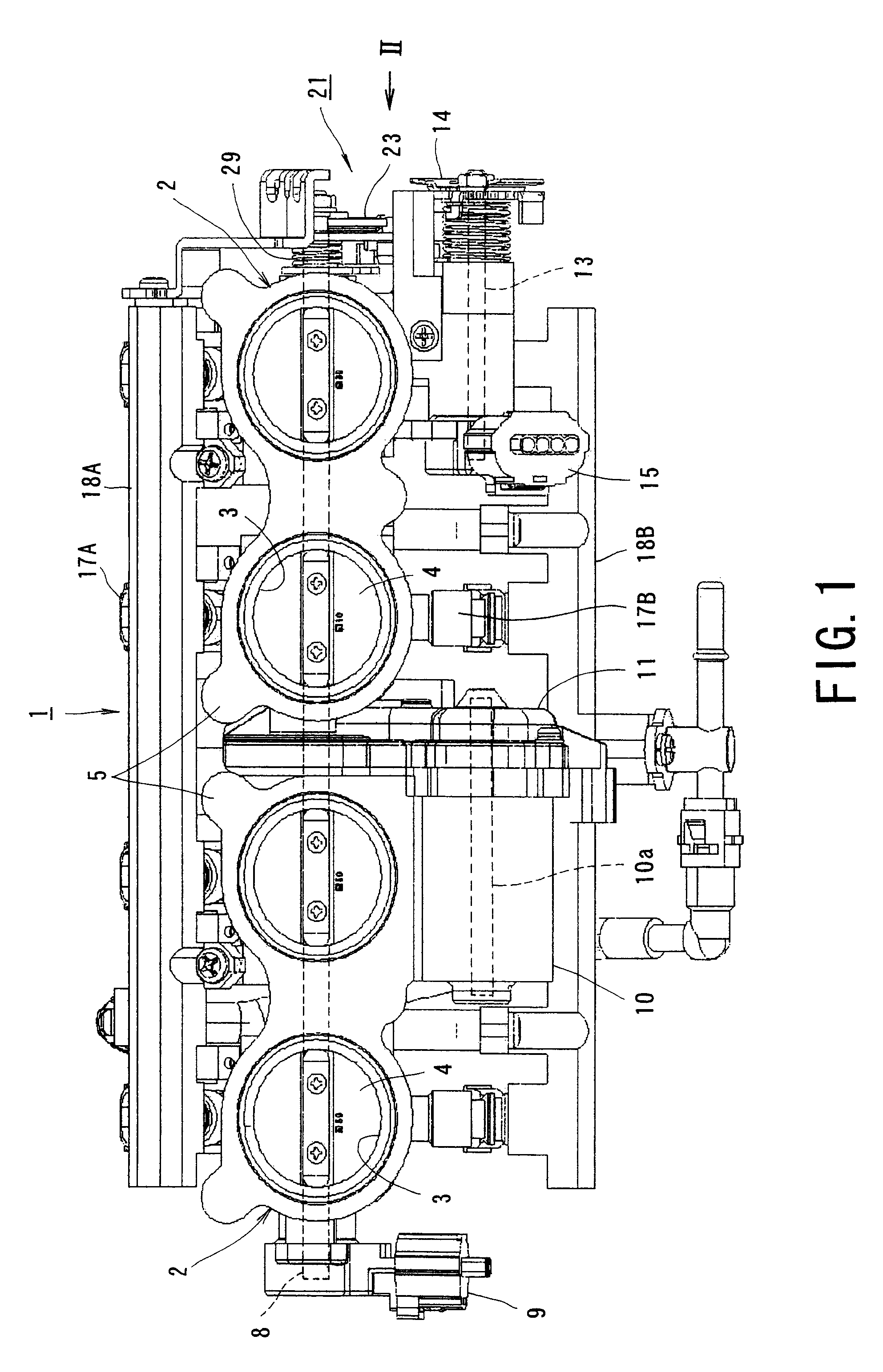 Electronically controlled throttle valve unit