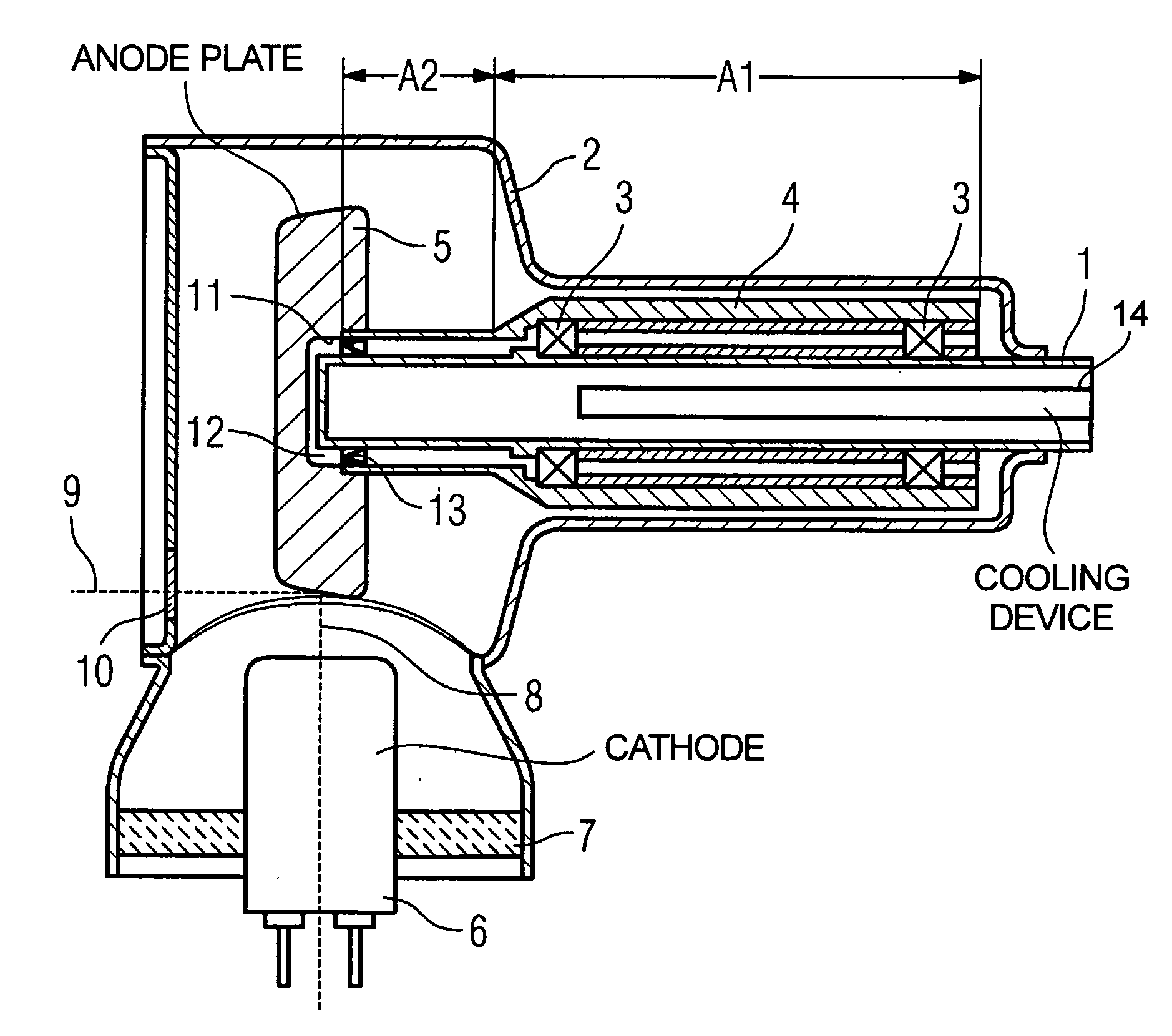 X-ray tube with rotary anode