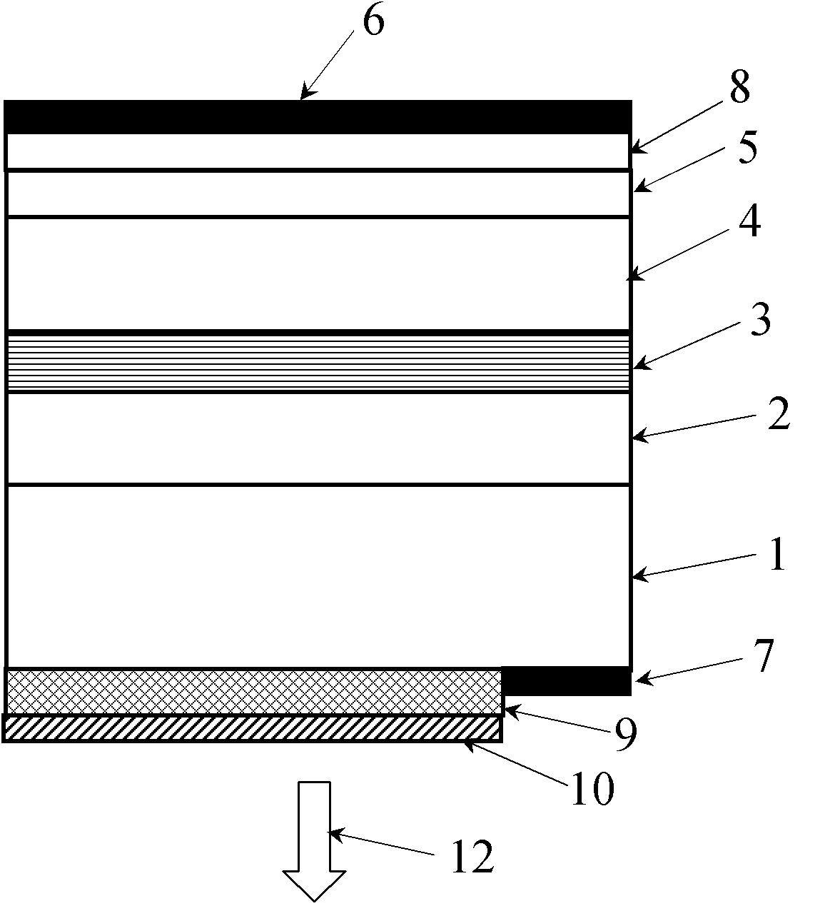 Substrate-glaring SiC substrate vertical structure light-emitting tube and preparation method thereof