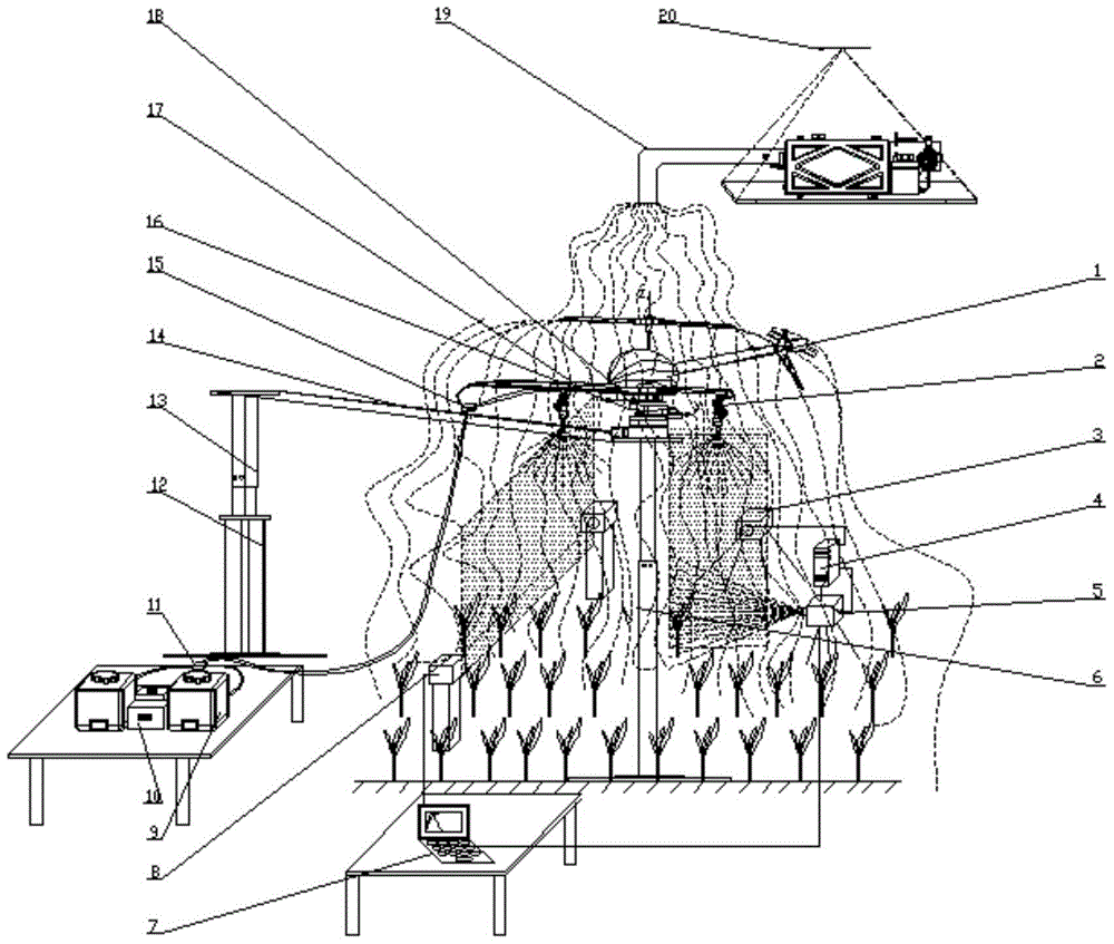 Optimum operating parameter test device and test method for agricultural unmanned rotorcraft