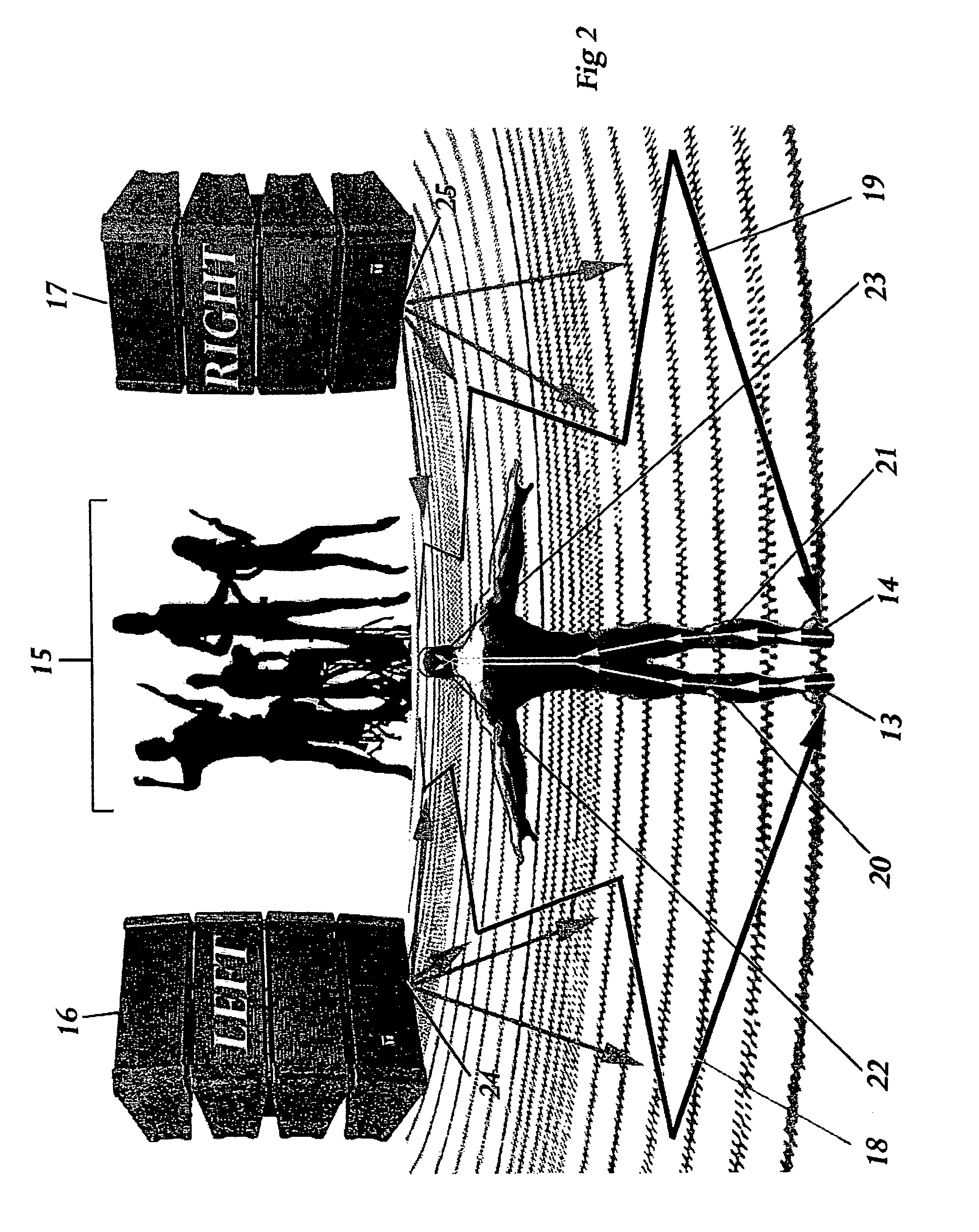 Vibrating footwear device and entertainment system for use therewith