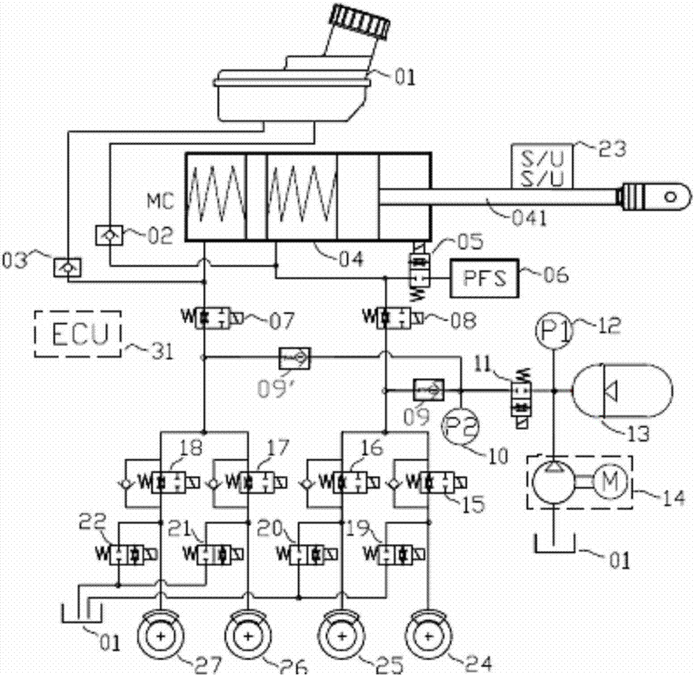 Decoupling drive-by-wire brake system and control method thereof
