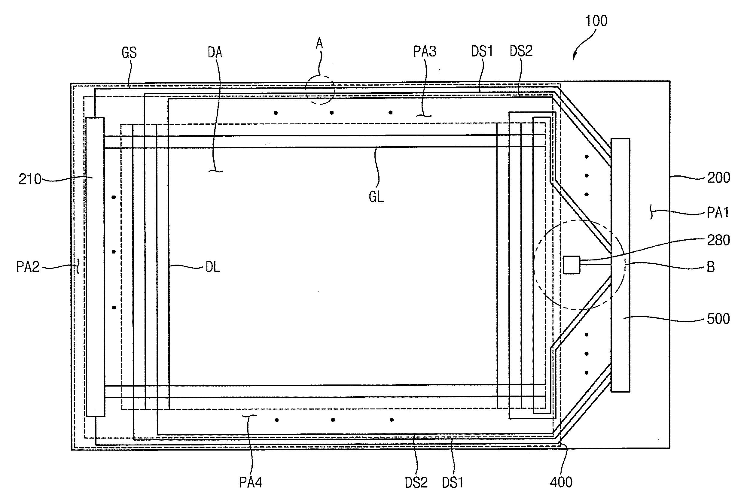 Display apparatus including signal lines arranged for curing a seal line