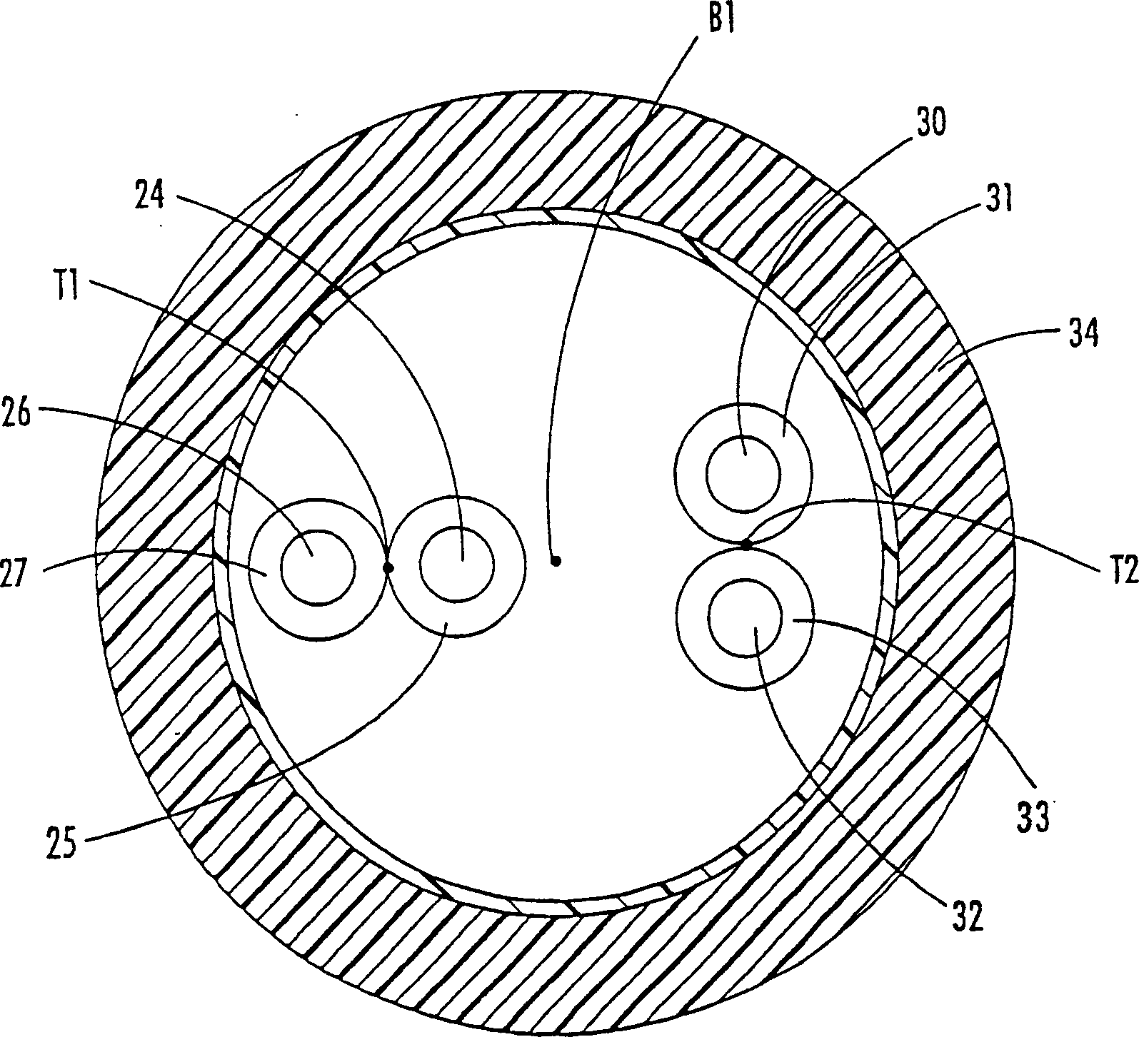 Communication cable whose insulated conductors are parallelly-opposite-arraged into bundle