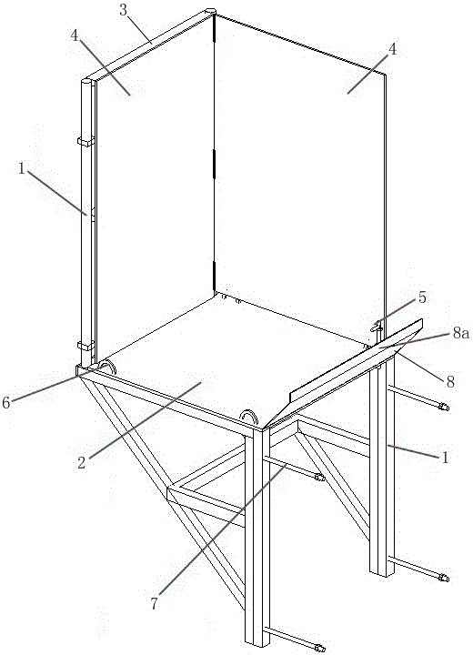 Outside construction operating platform of industrial assembly engineering for preventing objects from hitting