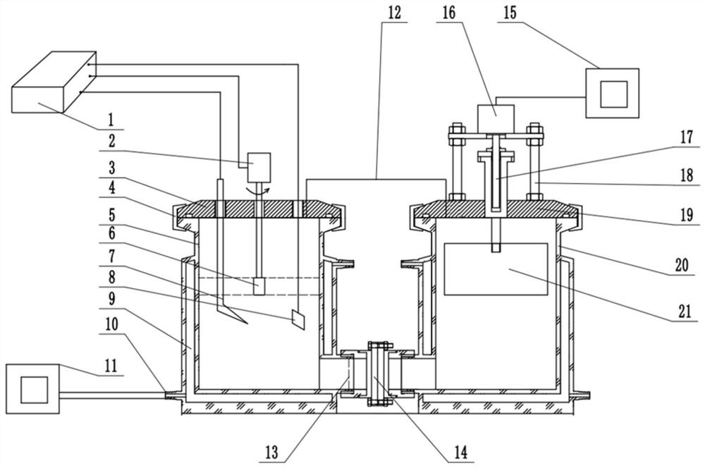 A simulation device and method for on-line detection of multi-phase mixed pipeline oil-water interface corrosion