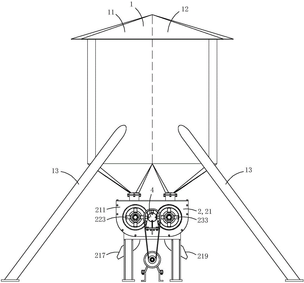 Self-unloading double-body barn